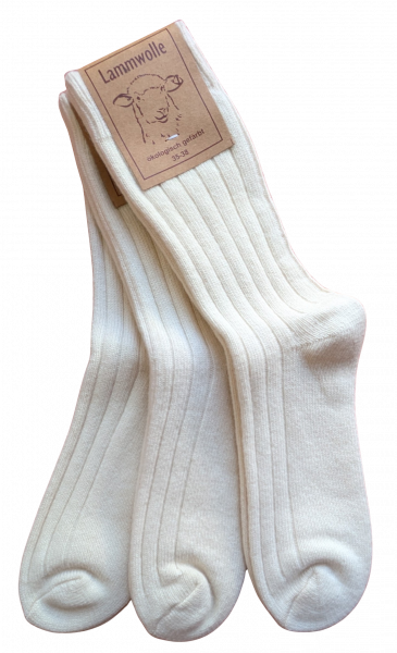 Lammwoll-Socken 3 Paar weiß