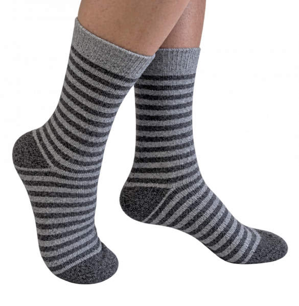 Alpaka Socken 1 Paar grau / grau gestreift