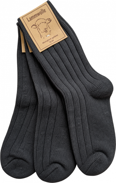Lammwoll-Socken 3 Paar schwarz