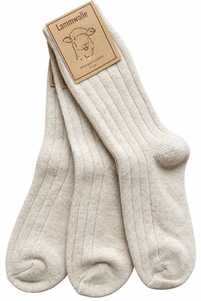 Lammwoll-Socken 3 Paar beige