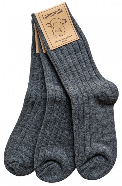 Lammwoll-Socken 3 Paar anthrazit