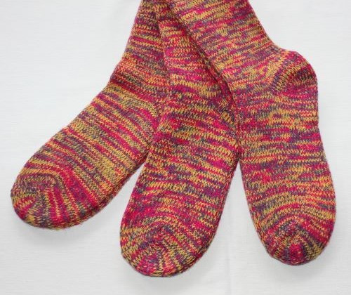 Alpaka Socken 3 Paar pink rot multicolore